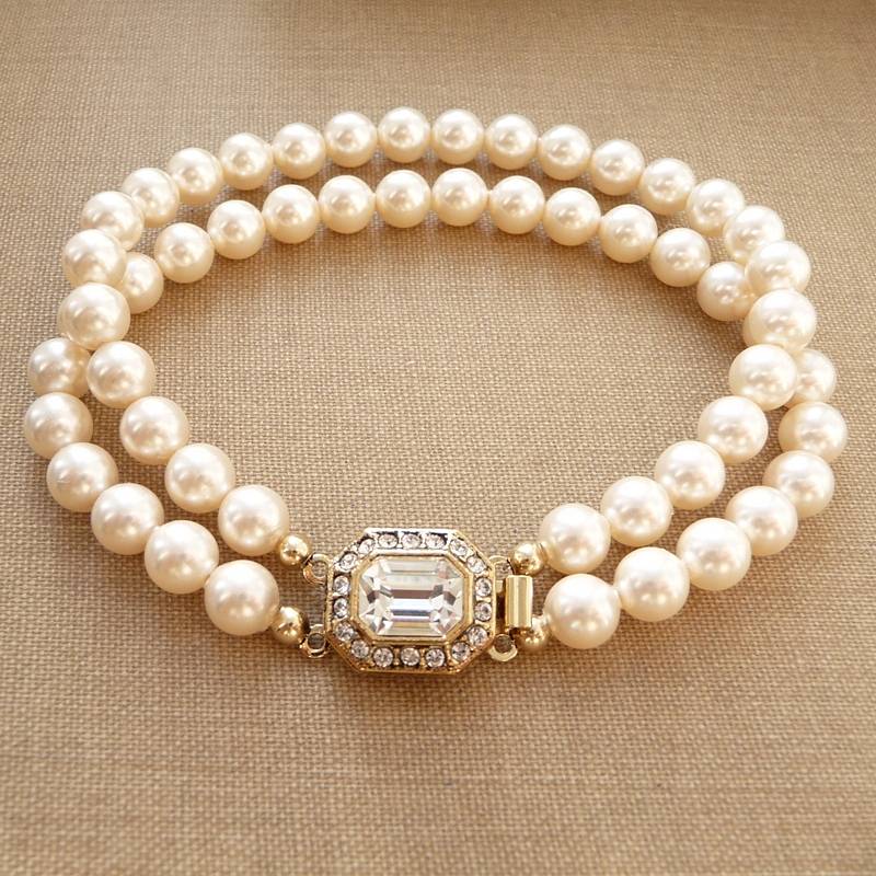 Vintage Inspired Pearl Bracelet Silver Or Gold Plated By